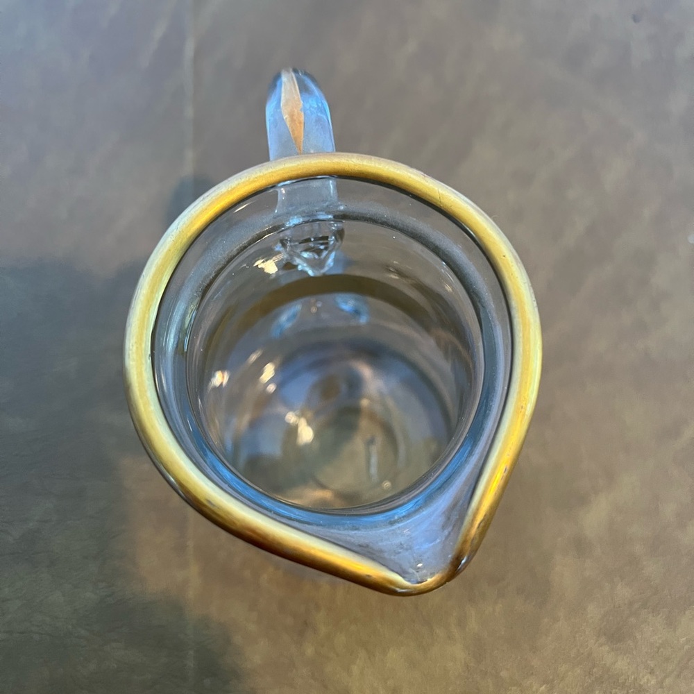 Rare Find Tiffin Glass Gilded Lidded Syrup Pitcher w Saucer, early 20th Century - Picture 4 of 11